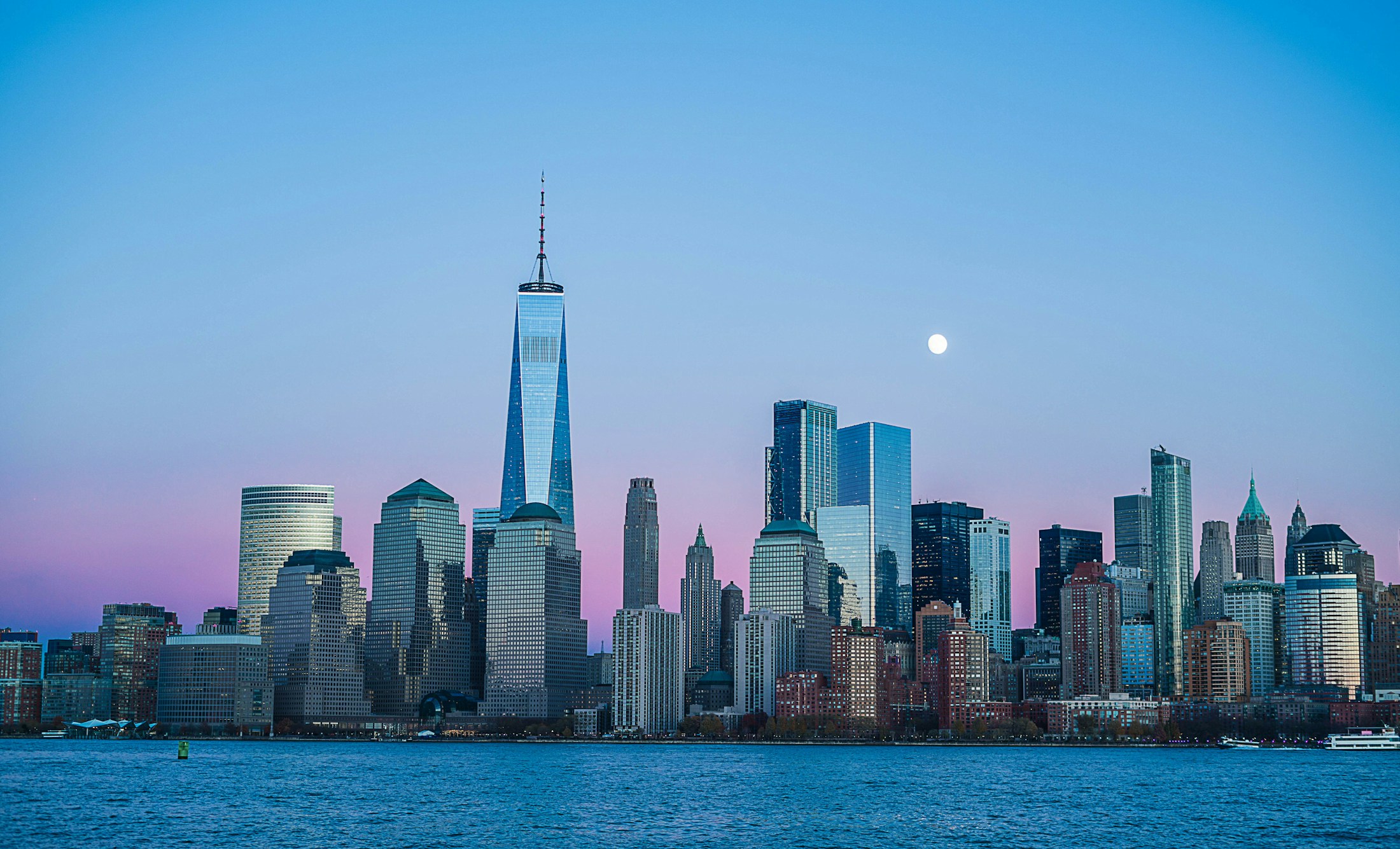 City lights glowing at night