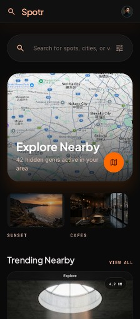 Explore map with nearby gems